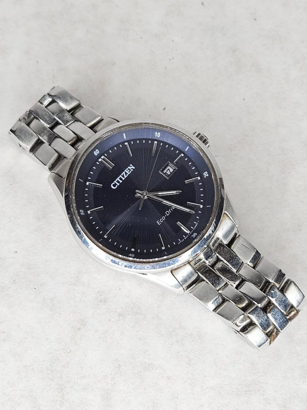 Citizen Eco-Drive E111-S083311 Dark Blue Stainless Steel 39mm Wristwatch 7 Inch